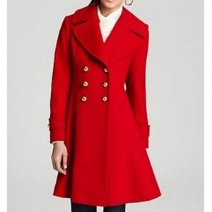 Loro Piana Princess Coat Fleurette Classic Double Breast 6 Wool Red Holiday